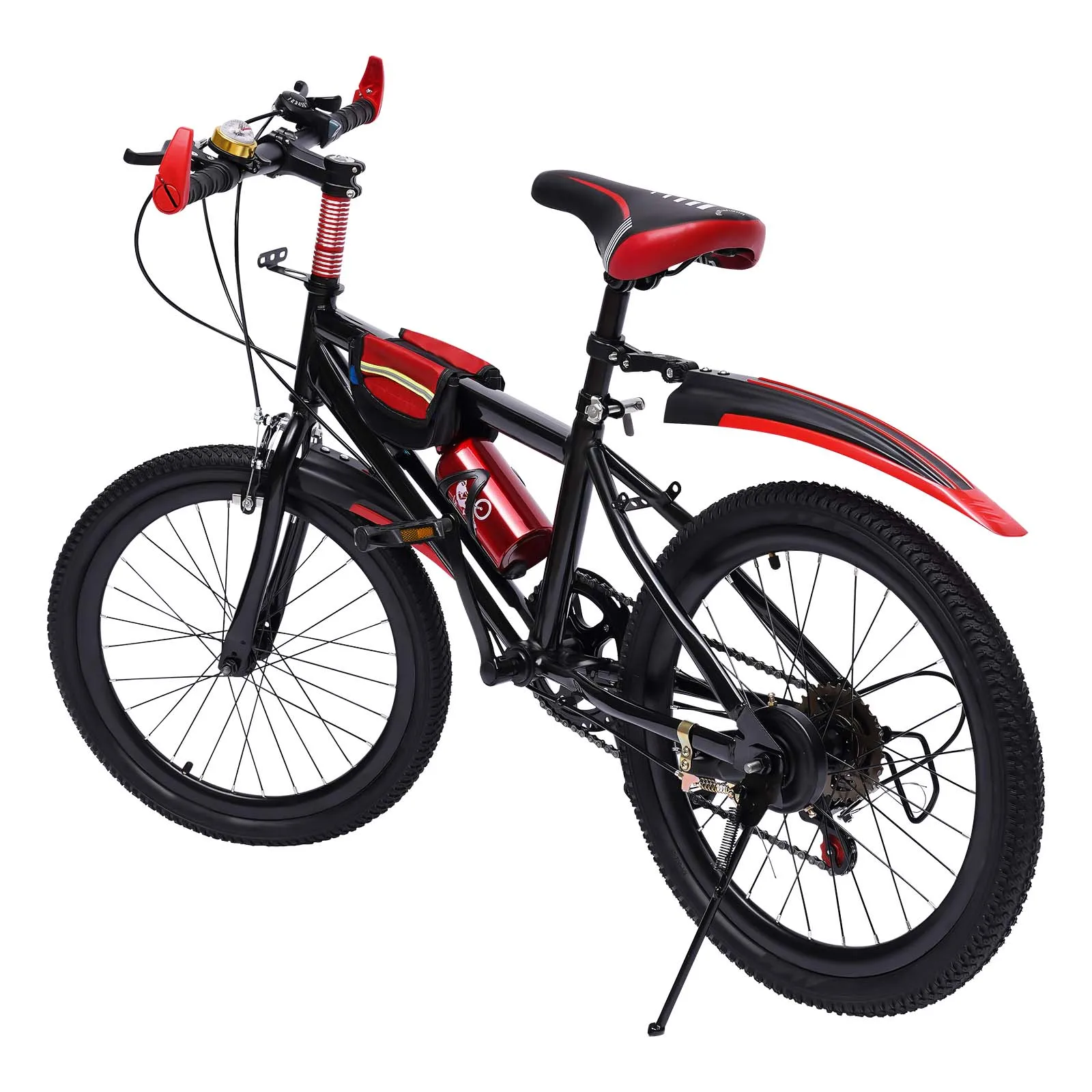 20 Inch Unisex Mountain Bike MTB Bike Kids Girls Boys Bike 7 Gang Speed 85 Kg Multi-speed Transmission Adjustable Seat Black