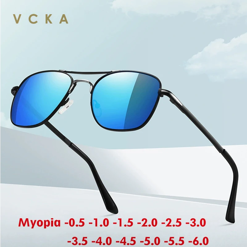 

VCKA Men Outdoor Polarized Myopia Sunglasses Women Double Beam Alloy Prescription UV400 Glasses Optics Eyewear -0.5 to -6.0