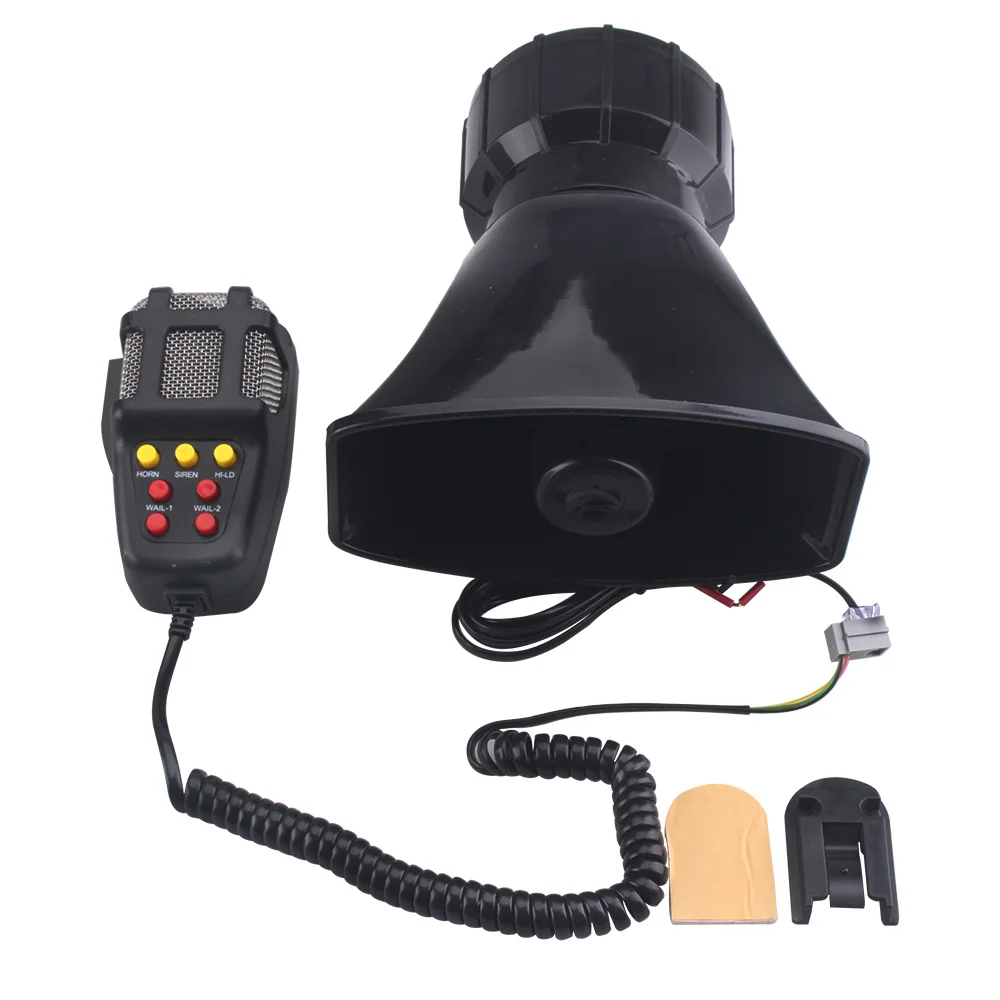 120DB Luide Auto Hoorn Luidspreker Set 12V 100W Politie Sirene Luchthoorn Megafoon met Multi-Tone & Claxon voor Voertuigen