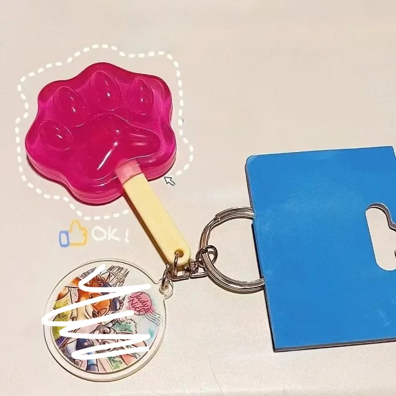 

MINISO Anime Nick Judy Cosplay Rabbit Fox Beast Claw Ice Pops Silicone Keychain Cute Animals Hand Pink Ornament Gifts for Unisex