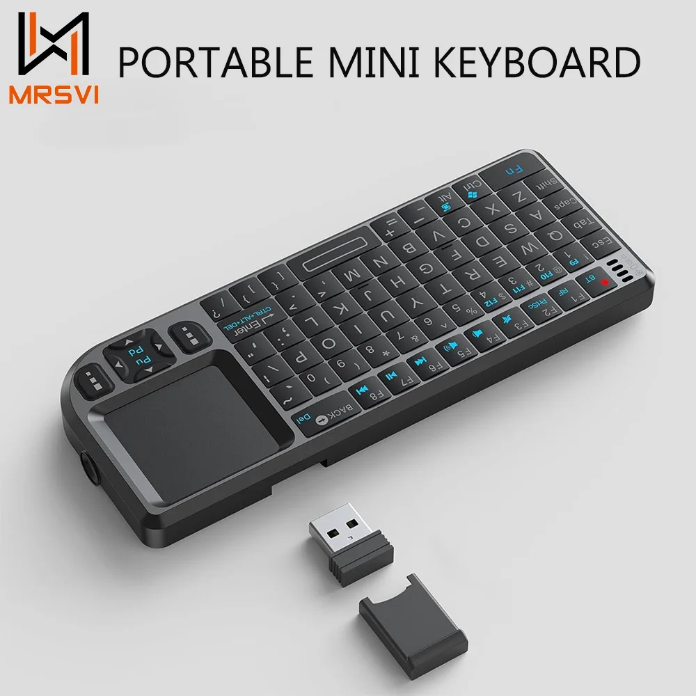 MRSVI A8 2.4GHz Mini Wireless Keyboard English Russian Keyboards with Laser Infrared TouchPad for Android TV Box/PC/Laptop