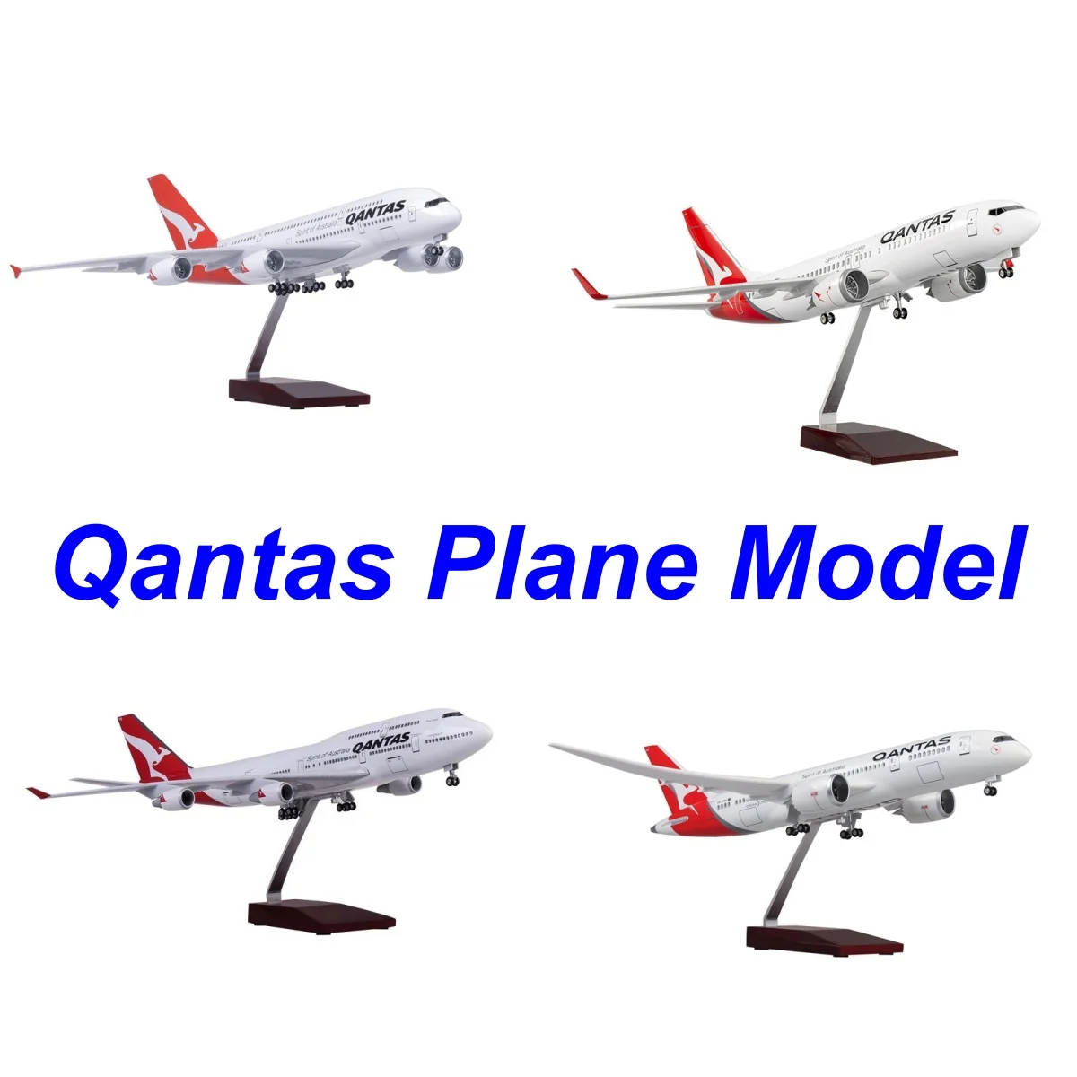 Diecast Resin Airplane A380 B747 B737 B787 Qantas Airways Model With LED & Stand Display for Adults Toys Gift