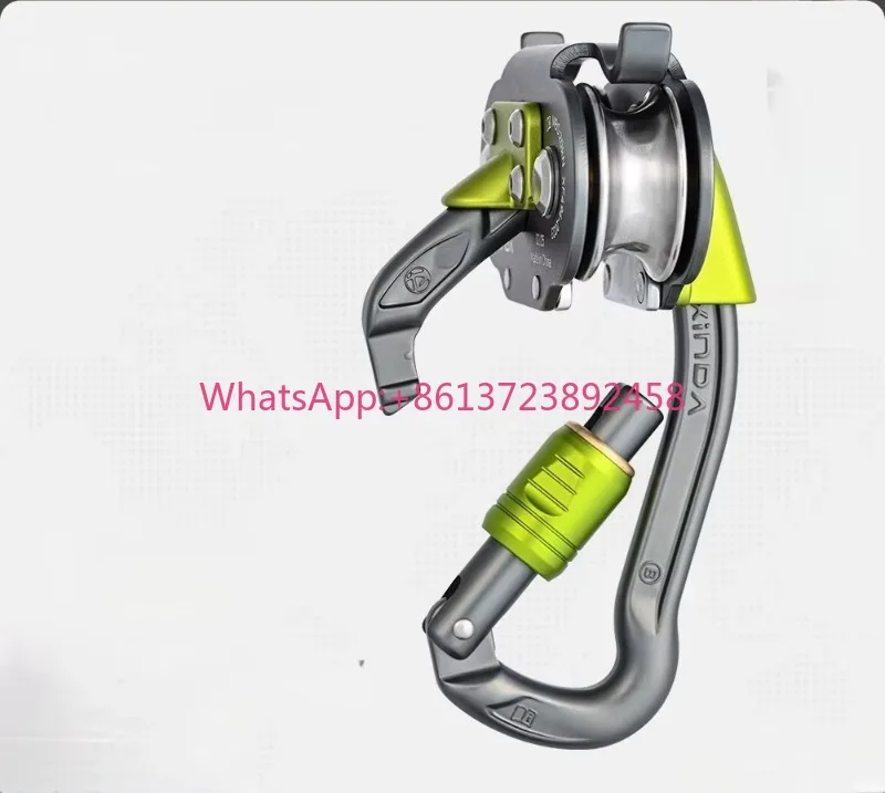 Double Ball Bearing Pulley – Steel Cable Carabiner for Jungle Rescue & Fall Protection Use