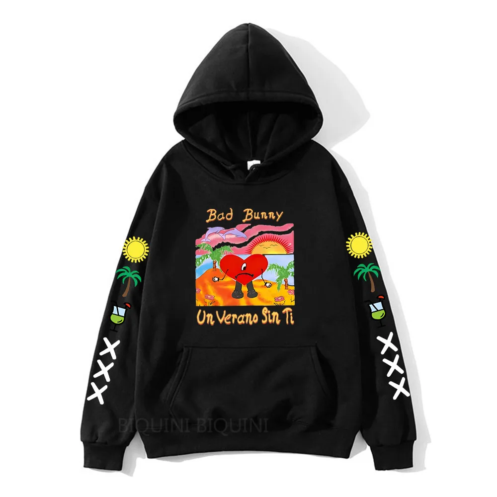 Un Verano Sin Ti Bad Bunny Hoodie Funny Cartoon Graphic Printed Sweatshirts Aesthetic  Autumn/Winter Pullovers Hooded Fleece