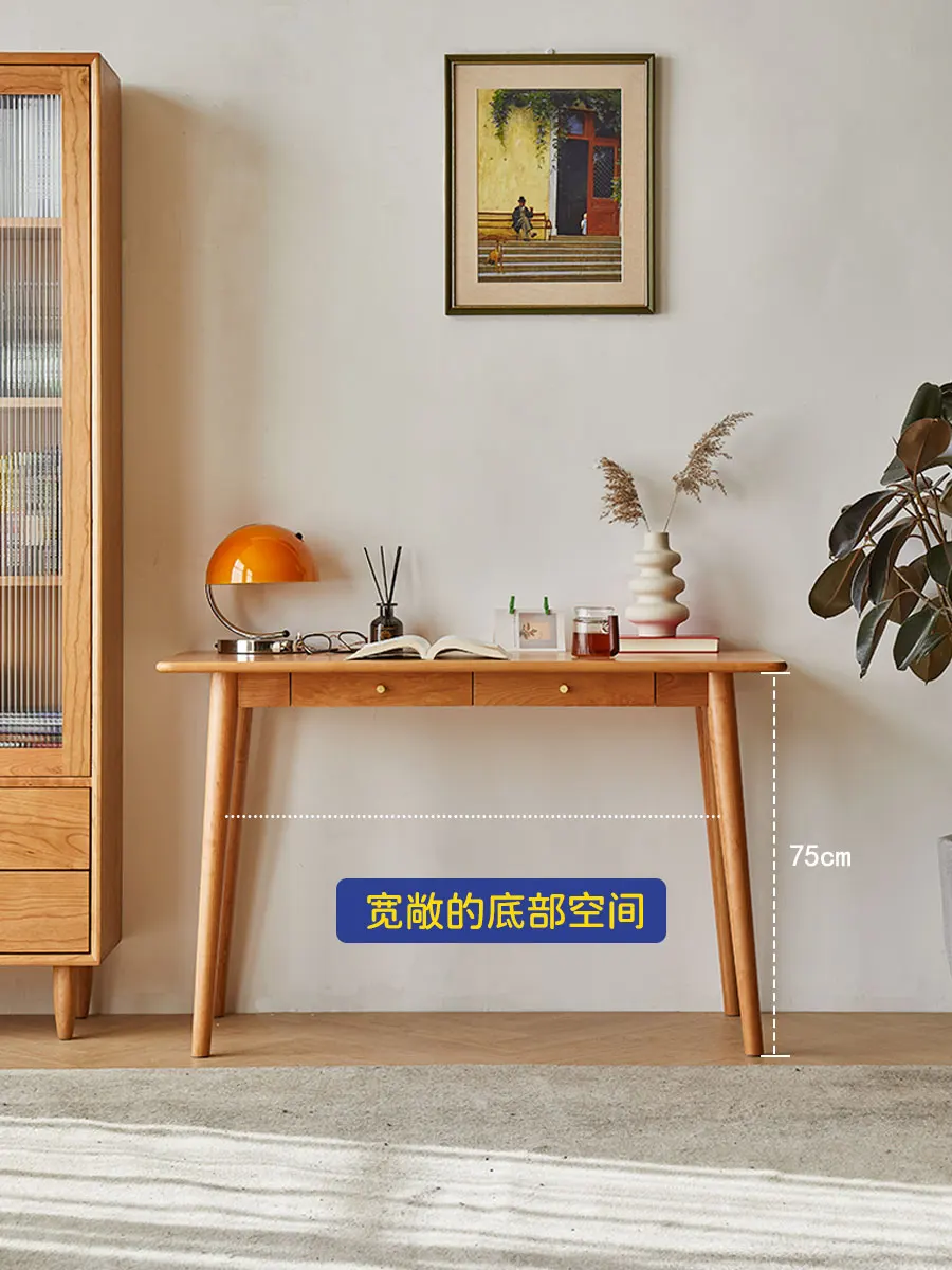 

Solid wood desk cherry wood small apartment study table white oak Japanese computer desk writing desk