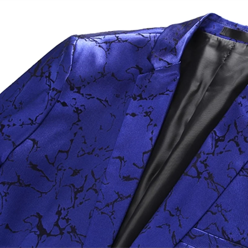 Fashion Brand Male Jacquard Suits Classic Black / White / Blue Business Wedding Banquet Party Dress Men Blazers and Pants