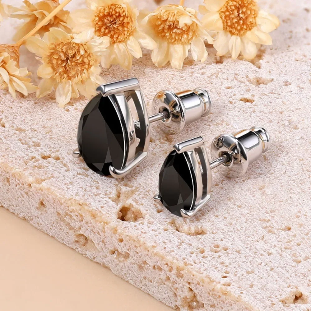 M-JAJA 2/4ct الأسود مويسانيتي وأقراط للنساء/الرجال الكمثرى قطع أقراط الماس S925 فضة الهيب هوب العصرية مجوهرات