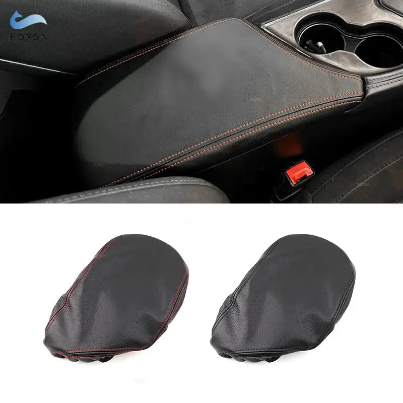 Car Styling Center Control Armrest Box Cover Microfiber Leather/Suede Leather Trim For Dodge Challenger 2015 2016 2017 2018 2019