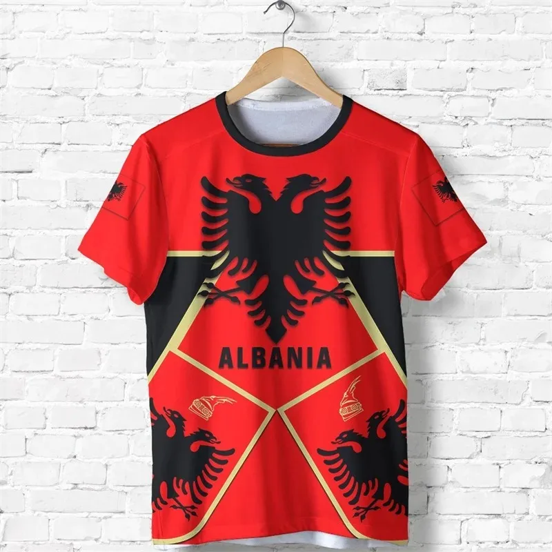 Albania Flag Graphic T Shirts Albanian National Emblem 3D Print T Shirt For Men Clothes Sport Contest Jersey Eagle Tee Boy Tops