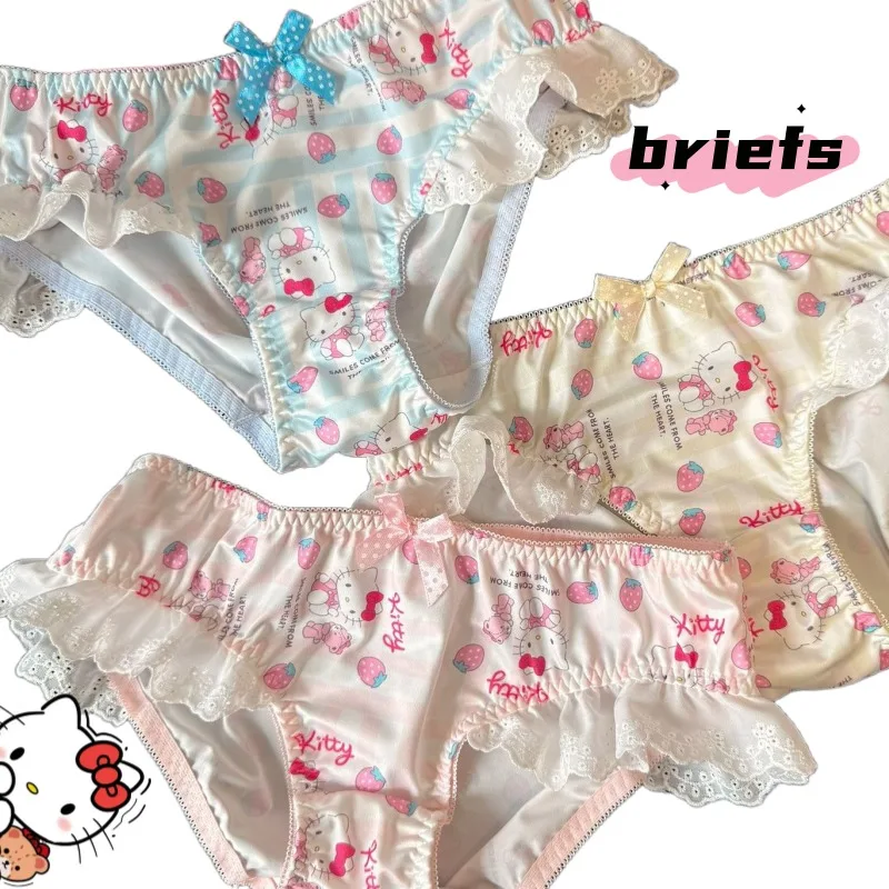 

Hello Kitty персонажи аниме мультфильм милый принт узор нижнее белье для девочек креативные кавайные девушки сердце милые треугольные брюки подарок