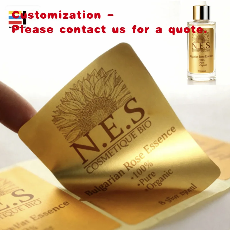 

custom.Vinyl Metallic Silver Holographic Adhesive Labels-Waterproof Stickers Cosmetic Jars Perfume Bottles & Daily Prod