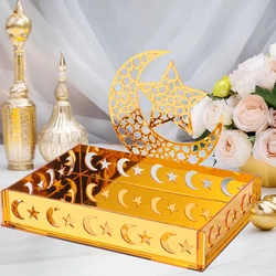 Eid Mubarak Tray Ramadan Table Centerpieces Plate Acrylic Ramadan Decorations 2025 for Home Islam Muslim Festival Party Gifts