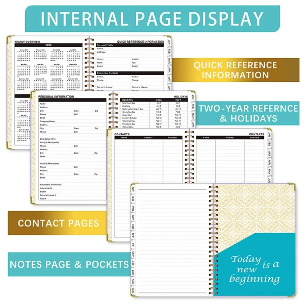 Yearly Schedule 2026 Planner Notebook A5 Size 365 Days Diary Office Work Planner Plan Schedule Spiral Binding