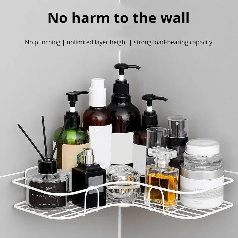 Non Perforated Wall Mounted Tripod, Kitchen And Bathroom Storage Rack, Thickened Right Angle Rack, Multifunctional Storage Rack