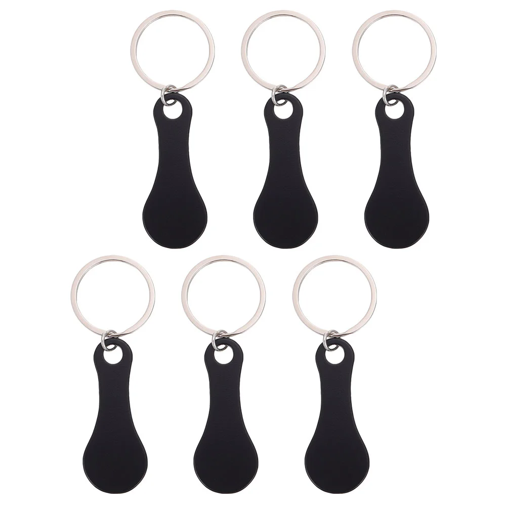 6 Pcs Cart Token of The Lid Stainless Steel Key Ring Shopping Trolley Tokens Pendant Keyring Store Supply