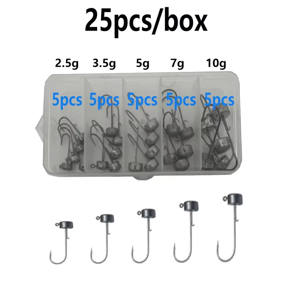 

25 шт./кор. набор для рыбалки с свинцовой головкой: плавающий крючок для креветок, полосатый крючок для приманки для окуня, нижний крючок с защитой от подвешивания,