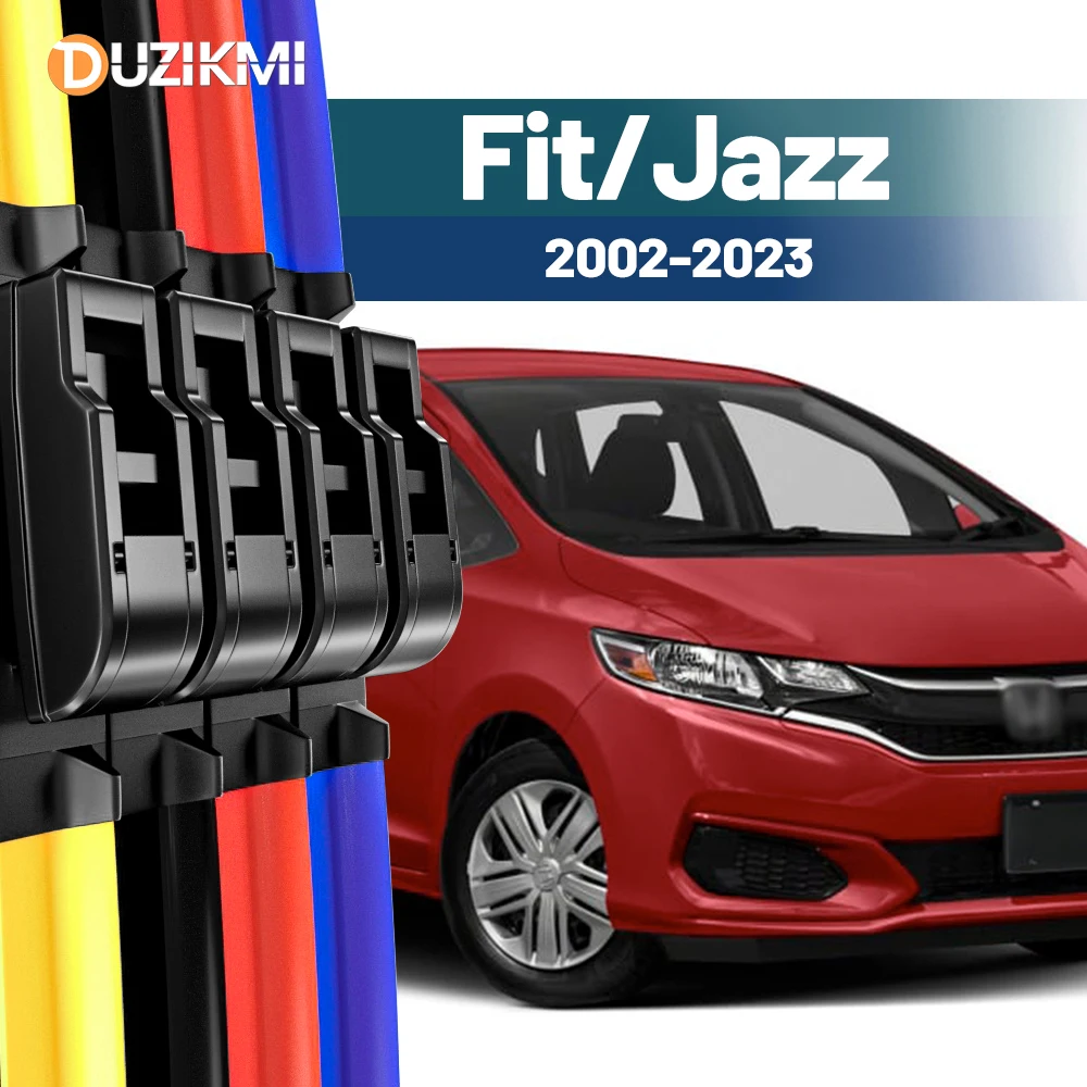 

For Honda Fit Jazz 2002-2023 2pcs Front Windshield Windscreen Wiper Blades Red Blue
