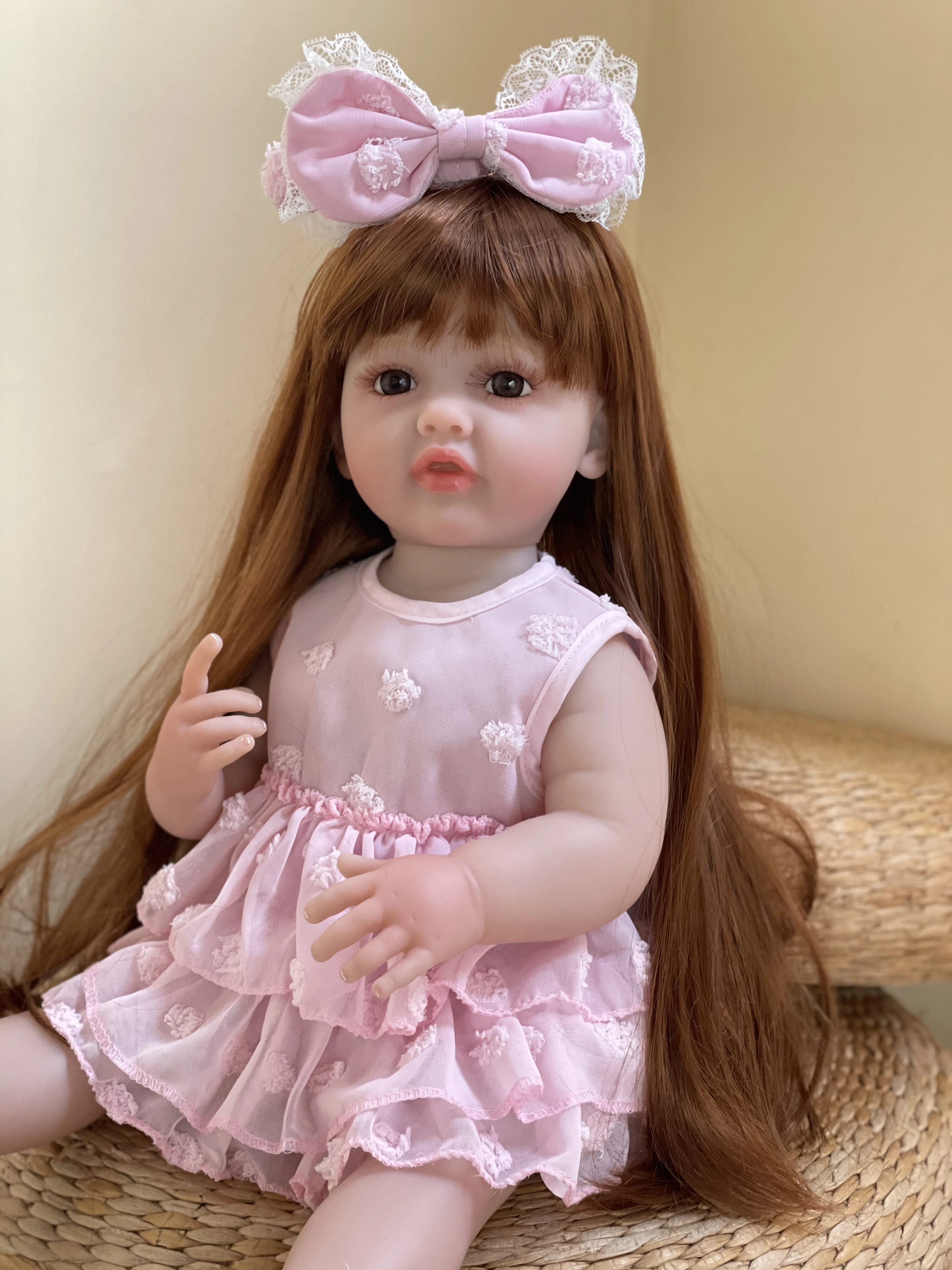 비닐 소녀 베티 다시 태어난 아기 인형, 3D 페인트 전신 비닐, 신생아 아기 인형 장난감, 어린이 선물, 22 인치