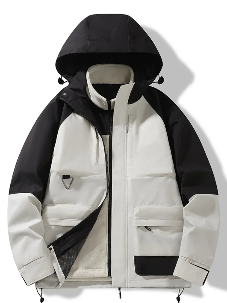 

ex Outdoor Fce Lined Jaet Windproof Waterproof Detachable Inner Couple Outwear Trendy Windbreaker HE Brand