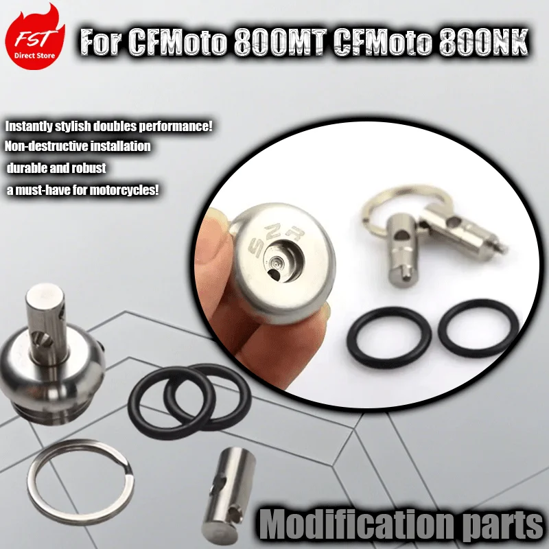 For cFMoto 800MT and CFMoto 800NK modified anti-theft and anti-scaling oil caps and stainless steel oil plugs.