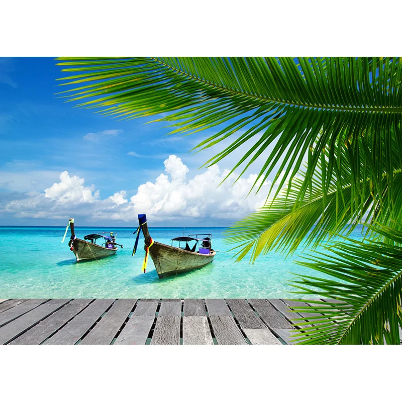 ZHISUXI Summer Tropical Sea Seaside Ocean Backdrop Beach Party Wave Scene Vinyl Photography Background Photo Studio MP-4