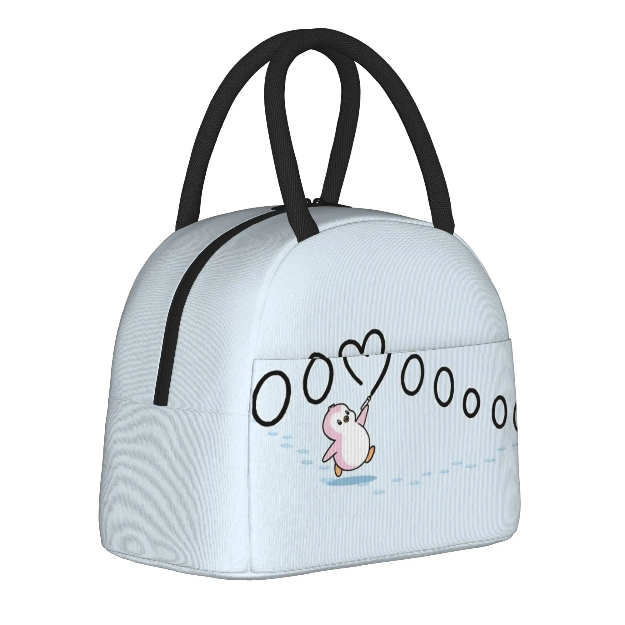 P-Pudgy Penguin Insulated Lunch Bags Portable Cartoon Lunch Container Thermal Bag Tote Lunch Box School  Travel Food Bag