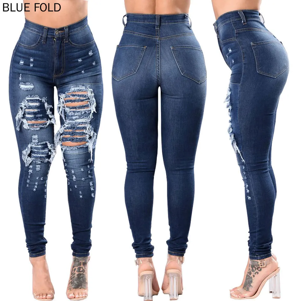 Women's European and American Holes Skinny Jeans Aliexpress Online Shop Women Clothing