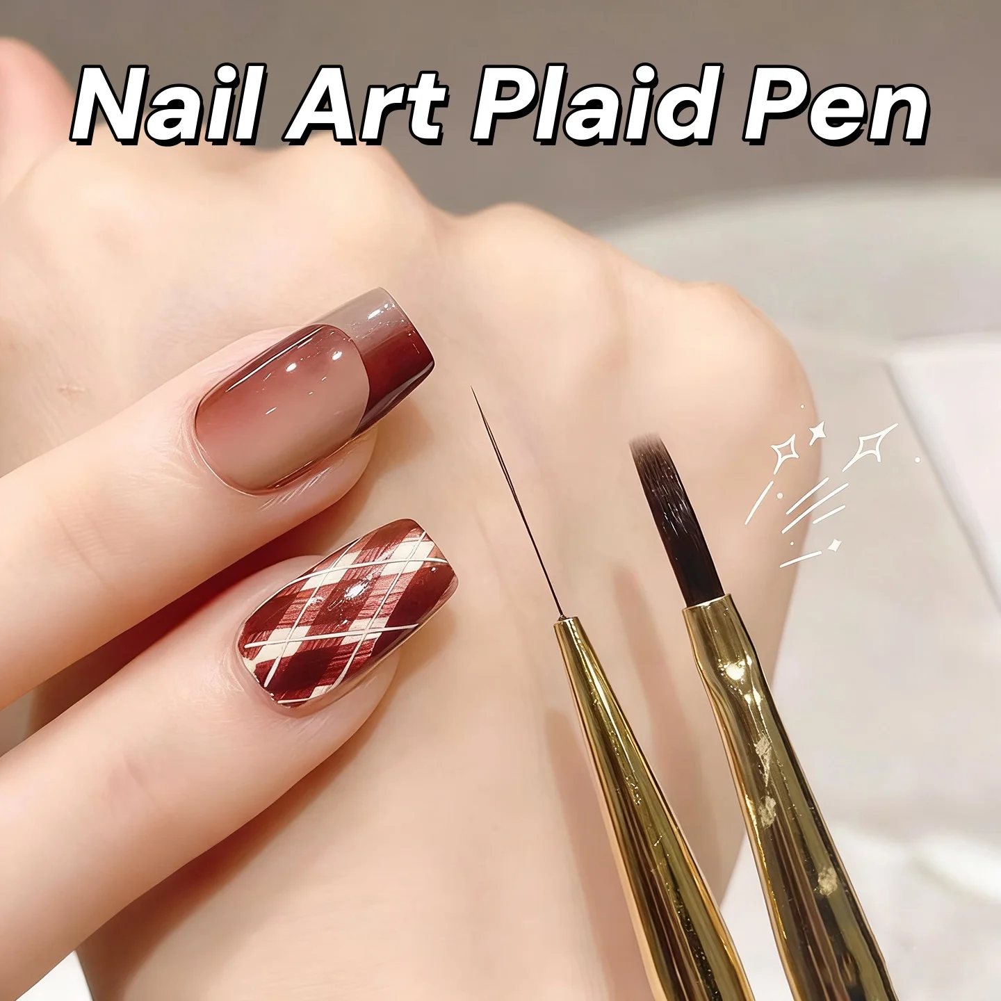 1/2pcs Plaid Nail Art Brushes set Soft Flexible Checkered Drawing Pen for UV Gel DIY Multi-functional Delicate Line Paint Tools