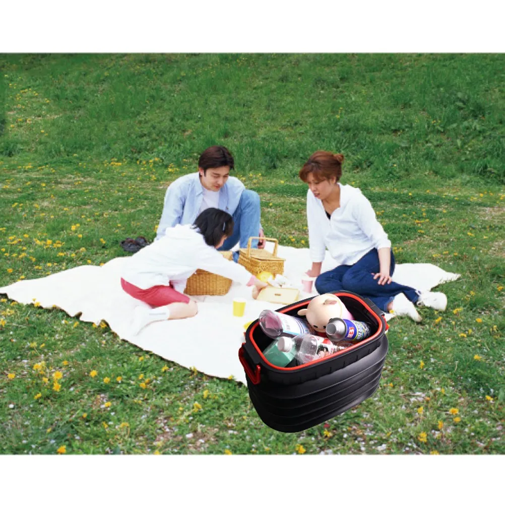 

Portable Storage Box Foldable Plastic Trunk ganizer Collapsible Barrel Trash Can Garbage Container Outdoor Use Leakproof Design