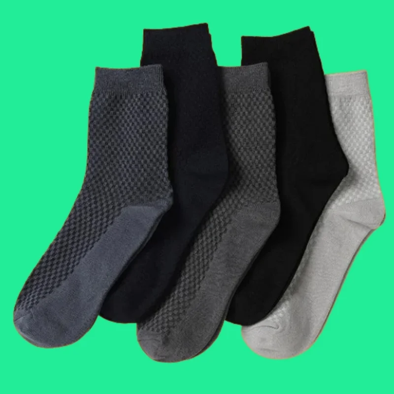 

5/10 Pairs Breathable And Comfortable Checkered Business Mid-tube Men's New Socks Double Needle Pattern Small Bamboo Fiber Socks