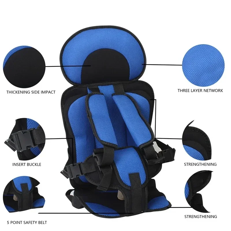 Child Safety Seat Mat Adjustable Stroller Seat Pad for 6 Months To 12 Years Old Breathable Chairs Mats Baby Car Seat Cushion