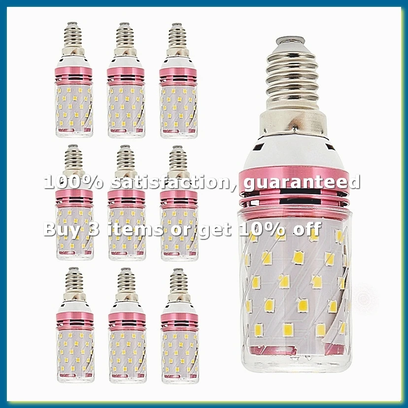 10Pcs E14 LED Corn Bulb 12W Corn Bulb Replace Halogen Lamps Small Screw-in Smart Energy Efficient Bulb Warm Light-A56M