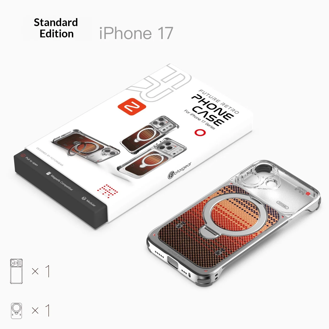 CNC Aluminum & Kevlar Modular Phone Case for IPhone 17, 67mm Filter T-Mount Lens, Cold Shoe Future Retro Fotorgear