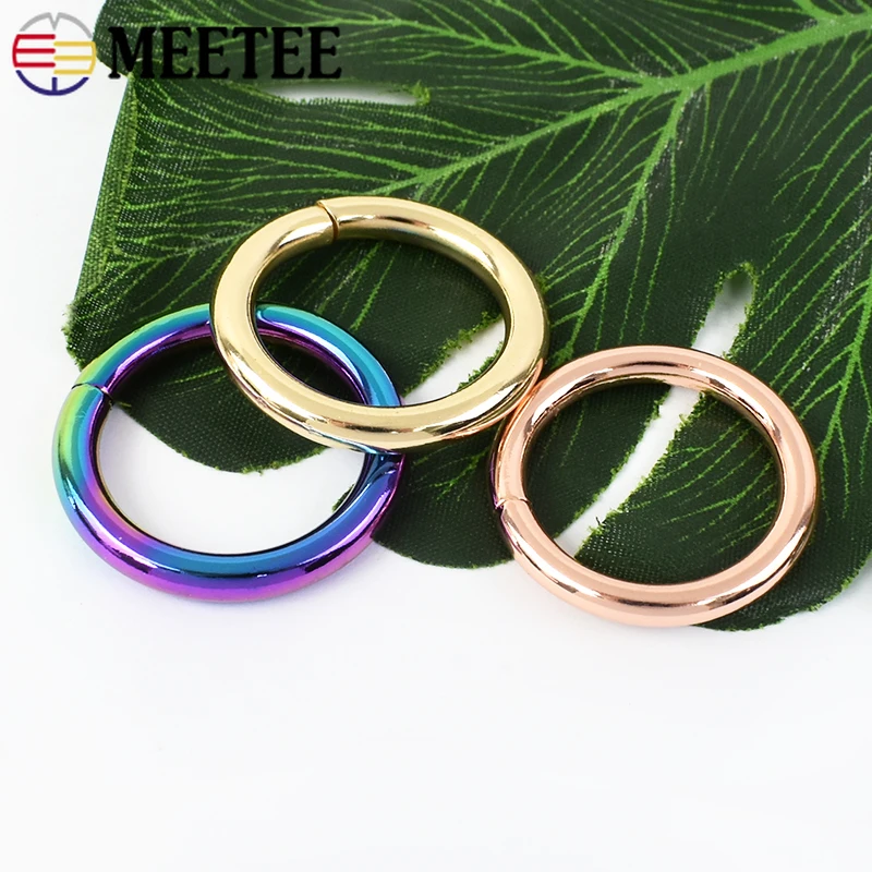 5/10Pcs Meetee 20-50mm Metal Ring Buckles for Bag Strap O Rings Hook Dog Collar Clasp KeyChain Loops Webbing Belt Hooks Hardware