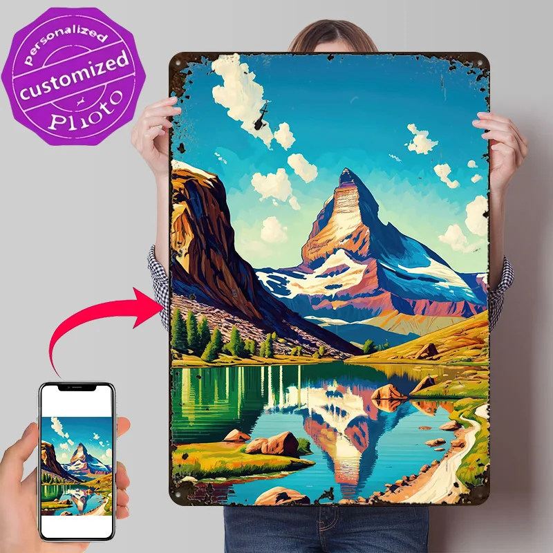 Affiche en métal Matterhorn Morning Bliss, cadeau parfait pour les fans et les amoureux, art mural personnalisé, panneau en métal pour la décoration moderne de la maison