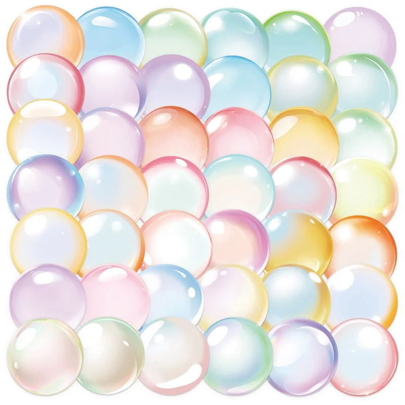

50PCS Cartoon Bubble PET Sticker Aesthetic Colored Children's Decoration Scrapbooking DIY Stationery Supplies for Kids