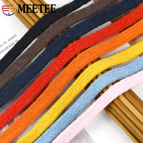 10-30Meters 10mm Colored Cotton Rope Flat Hollow Cord Sports Pants Waist Drawstring Decor Shoelace DIY Garment Accessories