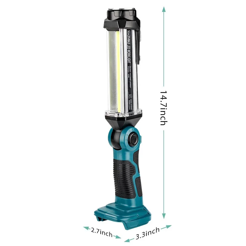 35W Cordless Work Light With Hook For Makita/Bosch/Dewalt/Milwaukee/Ryobi 18V Li-ion Battery Flashlight Emergency Light With USB