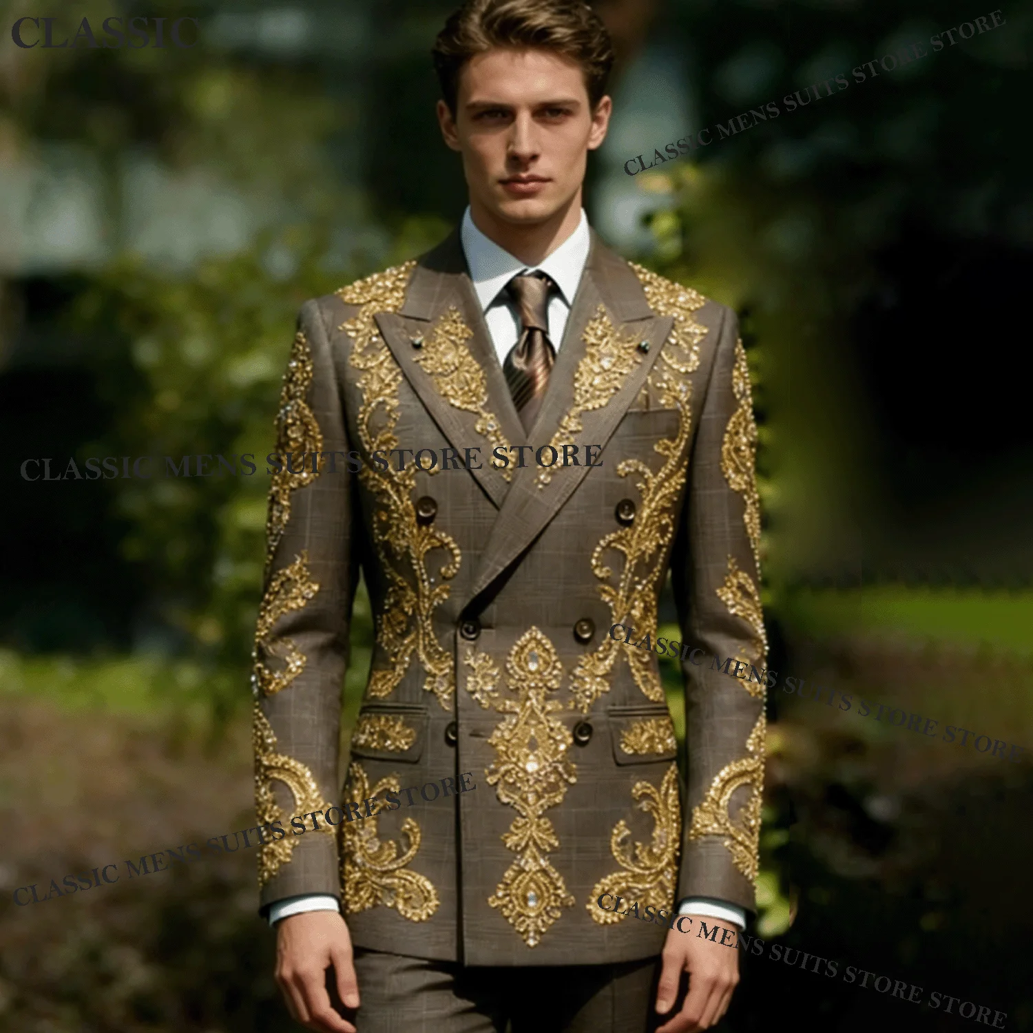 

Индивидуальный Мужской Костюм с Пайетками, 2 Предмета: Пиджак и Брюки, Для Вечеринок, Официальных Мероприятий, Свадеб, Свадебный Тёмный Костюм, Облегающий, с Кристаллами, Homme