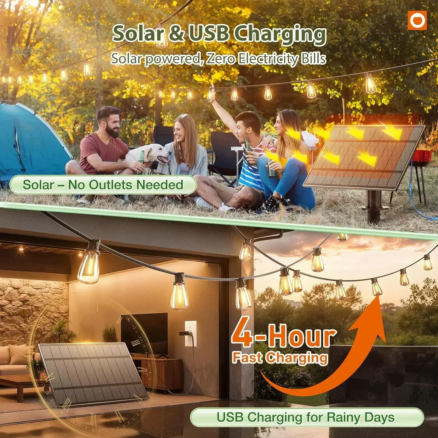 

[Must Have, Premium Quality!]Ft Solar String Lights Waterproof Patio Light Solar Powered Remote Usb Port 3 Modes 302 Led Shatter