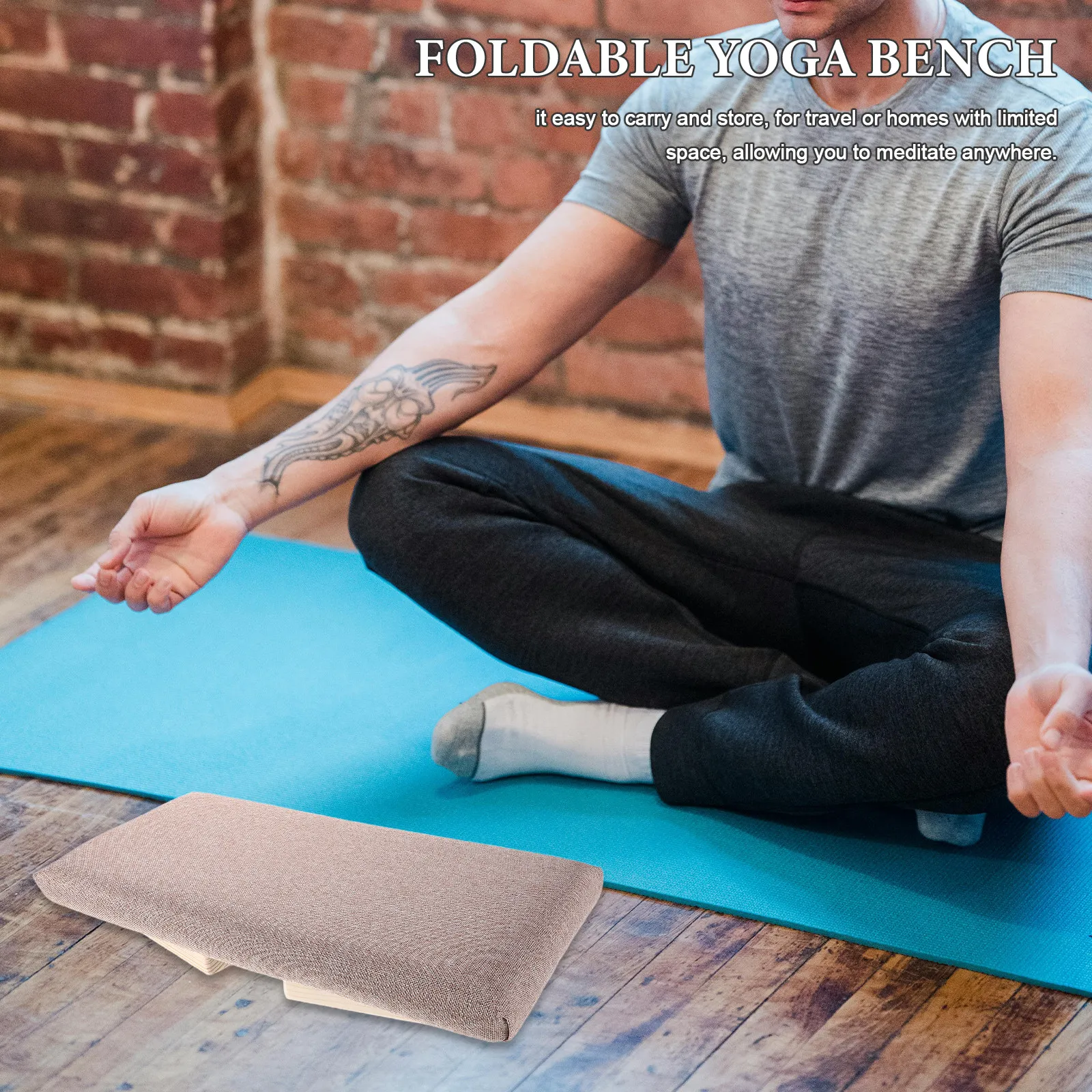 Solid Wood Foldable Meditation Bench for Yoga, Prayer & Seiza Posture – Ergonomic Slanted Design