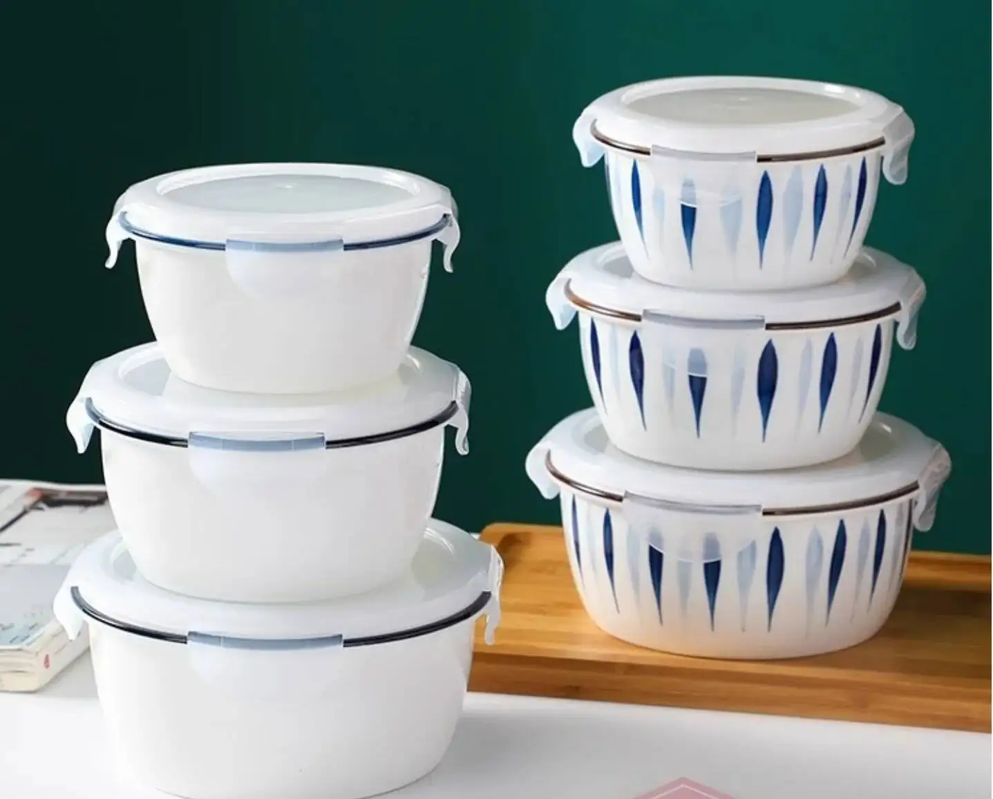 

1Pcs 350~900Ml Fine Bone Box Set Porcelain Lunch Bowl, Thermos For Hot Food With Containers