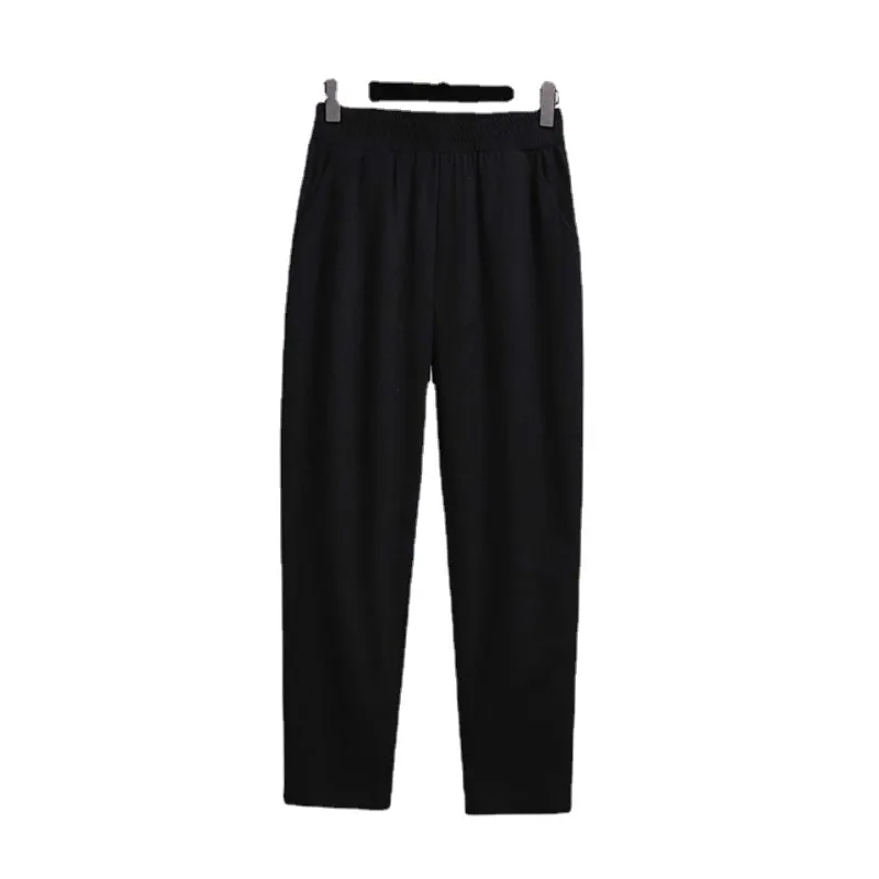 Oversized pants big size trousers women black pants wide legs pants plus size thin loose trousers