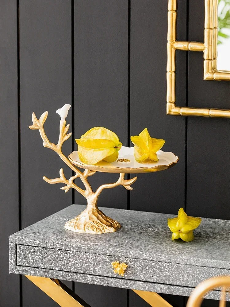 Nordic Light Luxury Creative Multi-Layer Compartment Snack Dish Coffee Table Living Room Enamel Fruit Plate Ornaments