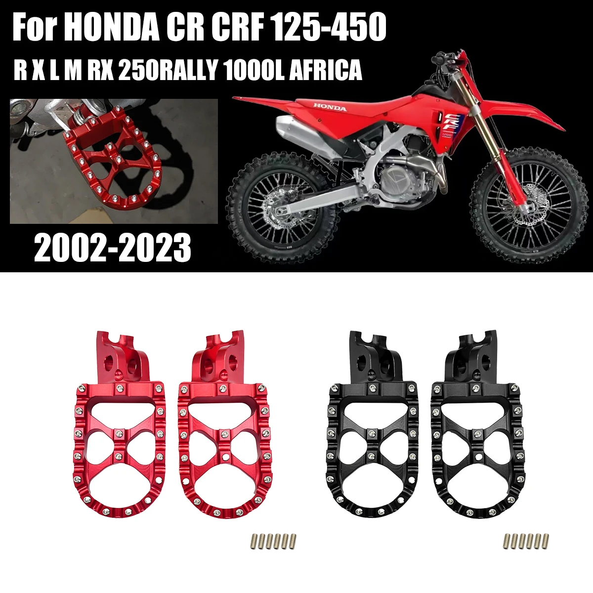 Motorcycle CNC Aluminum Foot Pegs Rests Pedals Footpegs For Honda CR125R CR250R CRF150R CRF250R CRF250X CRF450R CRF450X CRF450L