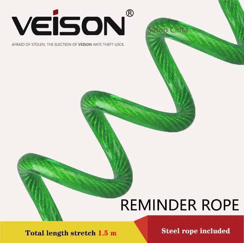 Veison 150CM Motorcycle Brake Disc Lock Scooter Reminder Cable Bicycle Spring Rope Anti-Theft Steel Cable Protection Alarm Locks