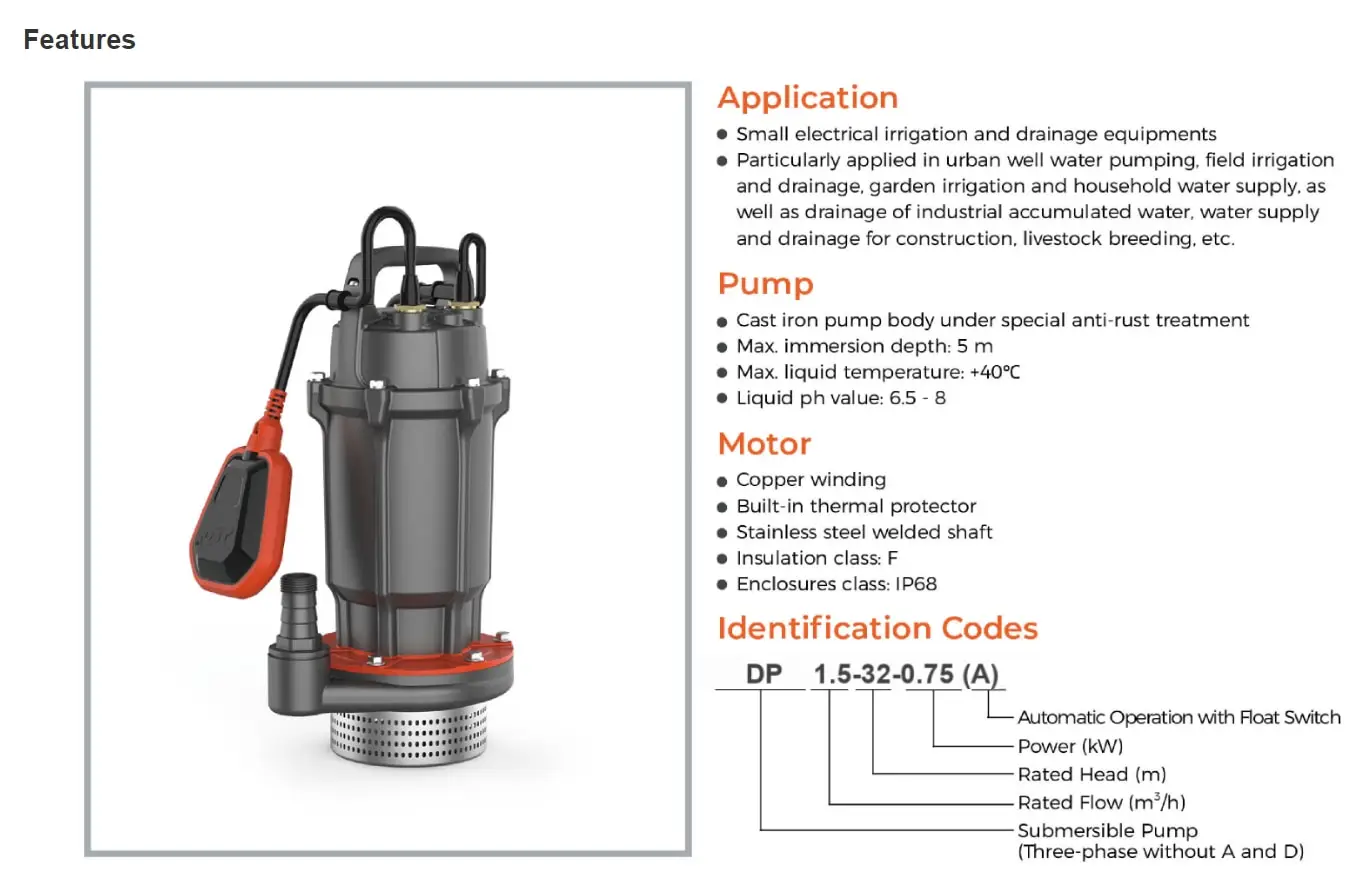 DP15-14-1.1 مضخة مياه الصرف الصحي تيار مستمر بدون فرش السيارات المدمج في القاطع والنمام للري/الصرف