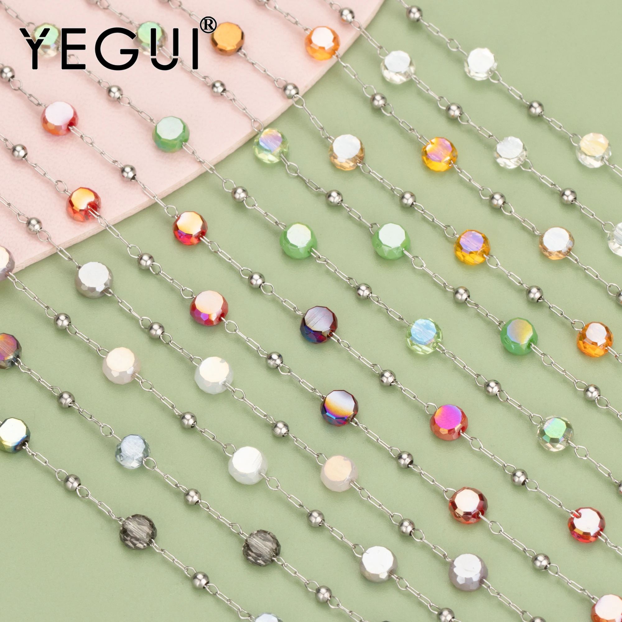 YEGUI C300,diy chain,stainless steel,glass,jewelry findings,hand made,jewelry making supplies,diy bracelet necklace,1m/lot