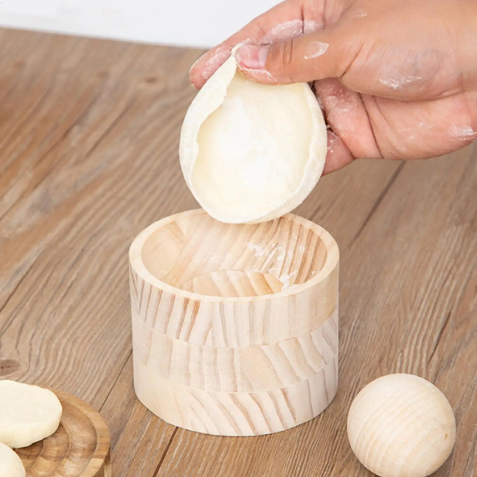 Wooden Dumpling Skin Press Tool Dough Press Mold Kitchen Wrapper Maker for Dumpling Ravioli Tortilla Dough Cooking Baking Tool