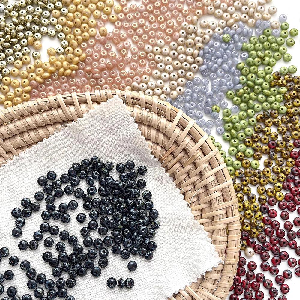 100 Pieces 4*2.5mm Retro Dyeing Glass Flat Rice Beads DIY Jewelry Making Necklace, Bracelet, Clothing Accessory Materials